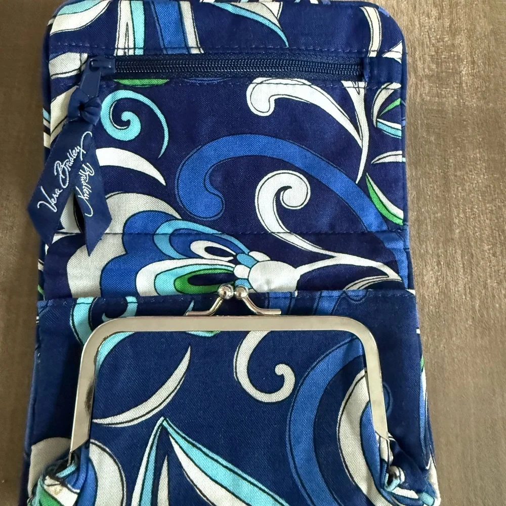 Vera Bradley Mediterranean Blue Small‎ Pocket Wallet Coin Purse ID Pouch RETIRED